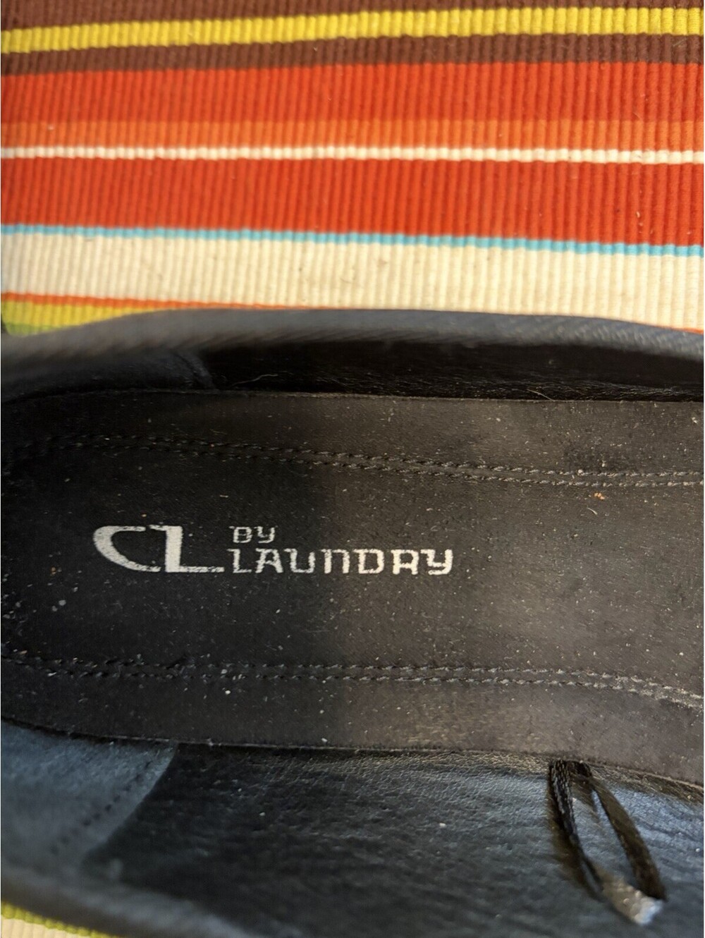 CL by Laundry Faux Suede & Rhinestone Wedge Comfort Shoes Size 9W Black With Bow - Picture 3 of 9